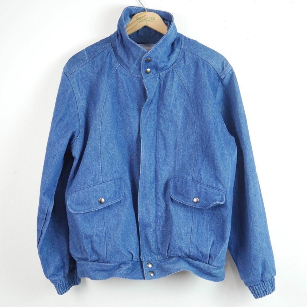 Vintage The Men's Store Denim Bomber Jacket Full Zip Medium Utility 80s Normcore